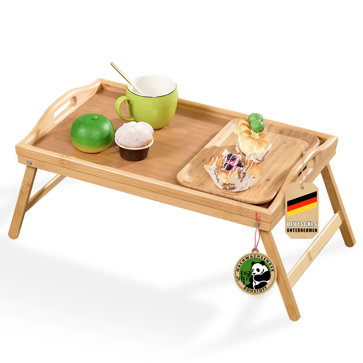 Plateau de lit en bambou avec pieds pliables | Utah | Pratique, élégant et durable