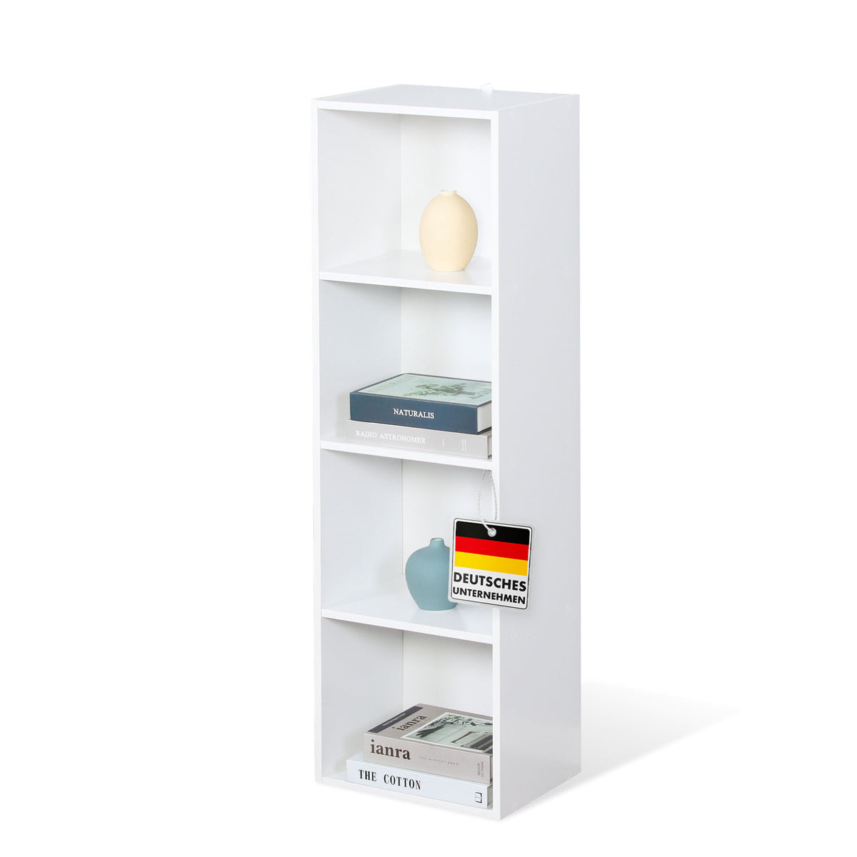 Bibliothèque | Alaska | Bibliothèque en MDF blanc à 4 ou 5 niveaux | mince, moderne & peu encombrante