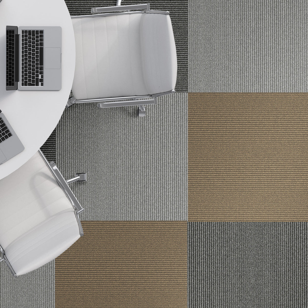 Dalles de moquette | Bern | 50 x 50 cm | Auto-portant avec motif à rayures | En anthracite, gris & beige pour les entreprises et les particuliers