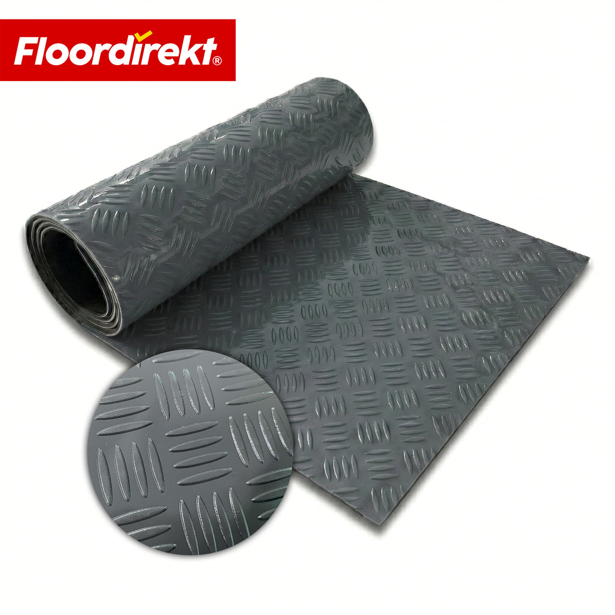 Revêtement de sol PVC | Bullet | Aspect tôle striée | Antidérapant & Facile d’entretien | Au mètre / Découpe sur mesure | Largeur 110 cm