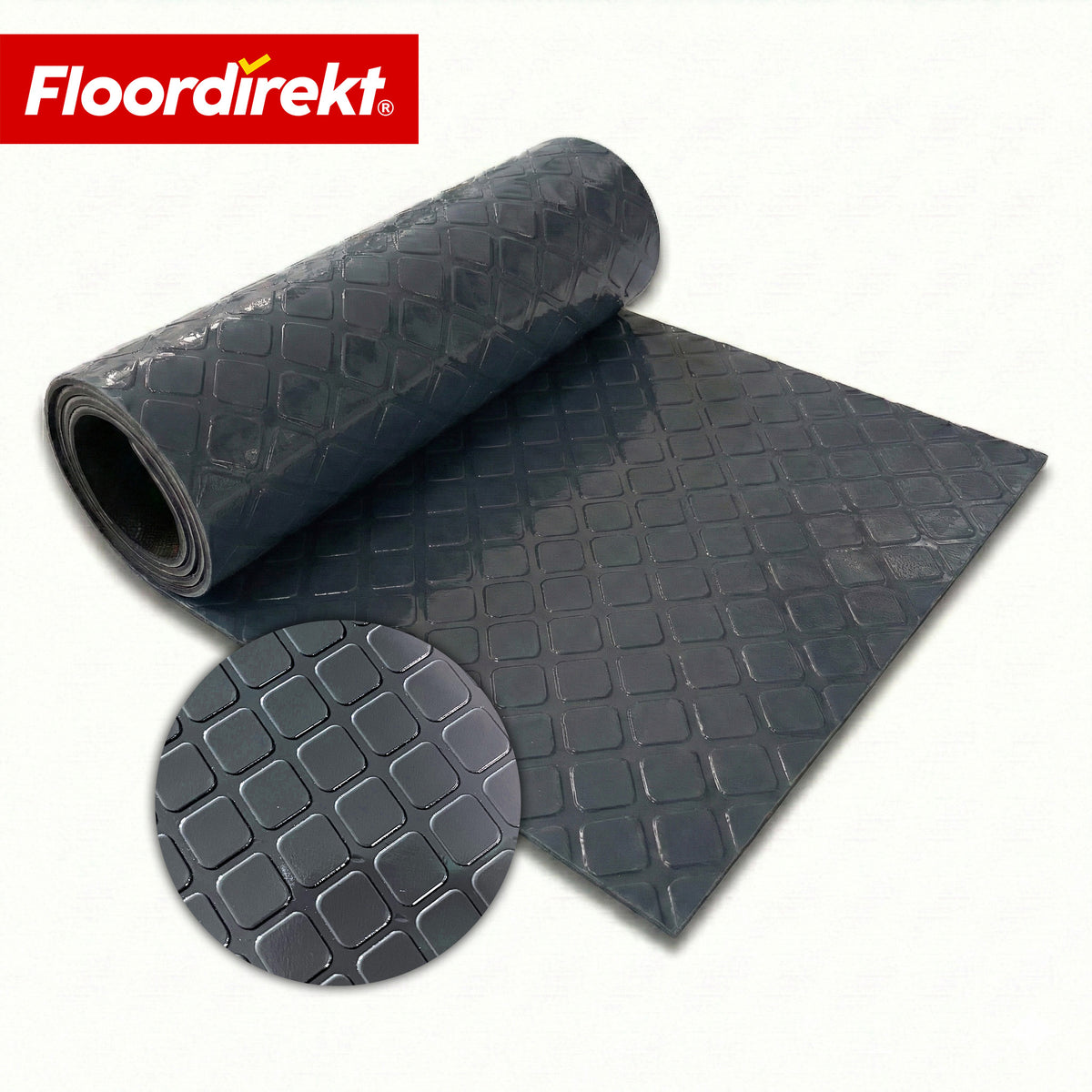 Revêtement de sol PVC | Check Quadra | Motif carreaux | Antidérapant & facile d’entretien | Au mètre / Découpe sur mesure | Largeur 110 cm