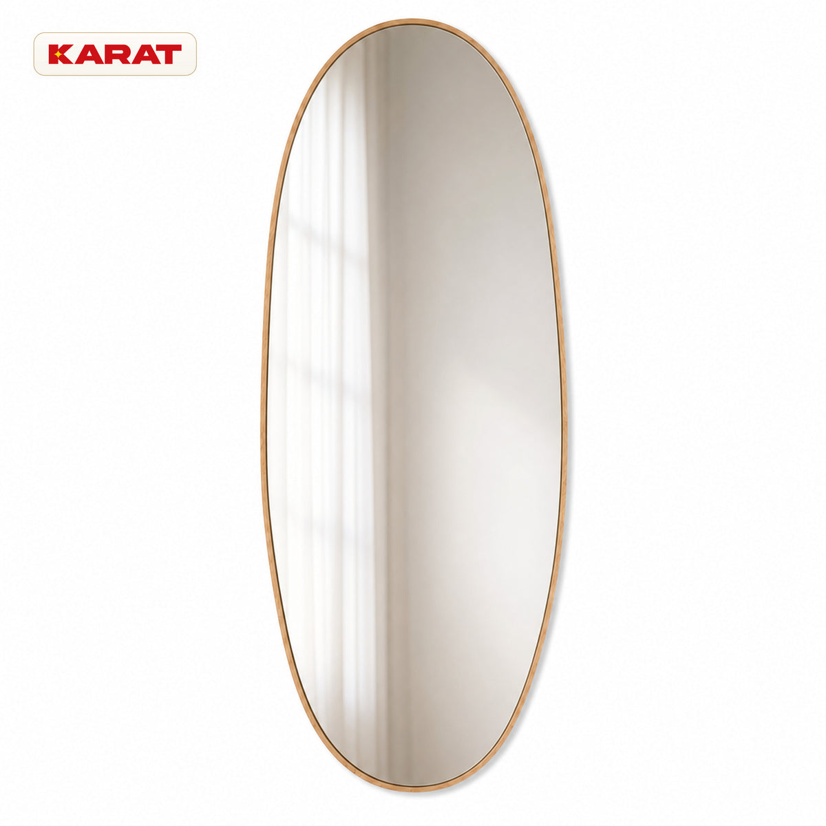 Miroir pleine longueur | Nina | Miroir mural organique avec cadre en aluminium aspect bois | 65 × 150 cm
