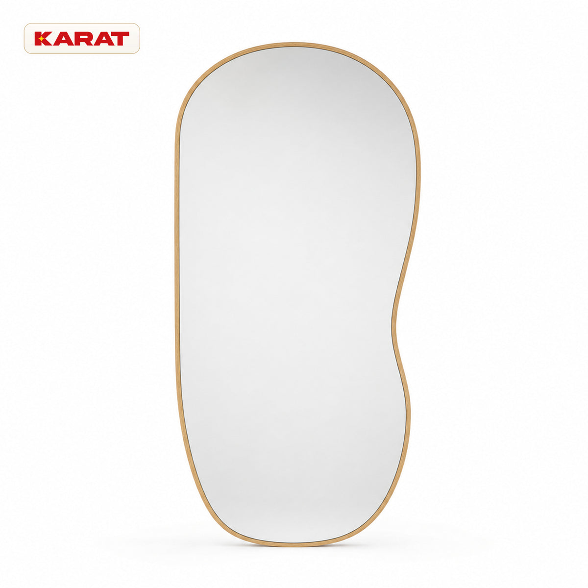 Miroir mural | Serena | Miroir pleine longueur organique avec cadre en aluminium aspect bois | 60 × 120 cm