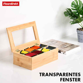 Boîte à thé en bambou avec couvercle | Rangement pratique et élégant pour le thé | Disponible en deux tailles