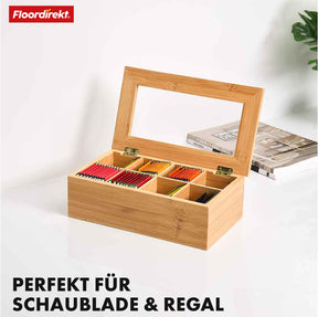 Boîte à thé en bambou avec couvercle | Rangement pratique et élégant pour le thé | Disponible en deux tailles