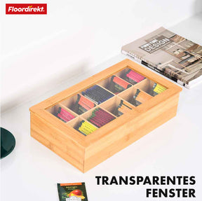Boîte à thé en bambou avec couvercle | Rangement pratique et élégant pour le thé | Disponible en deux tailles