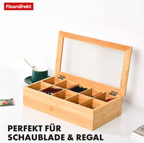 Boîte à thé en bambou avec couvercle | Rangement pratique et élégant pour le thé | Disponible en deux tailles