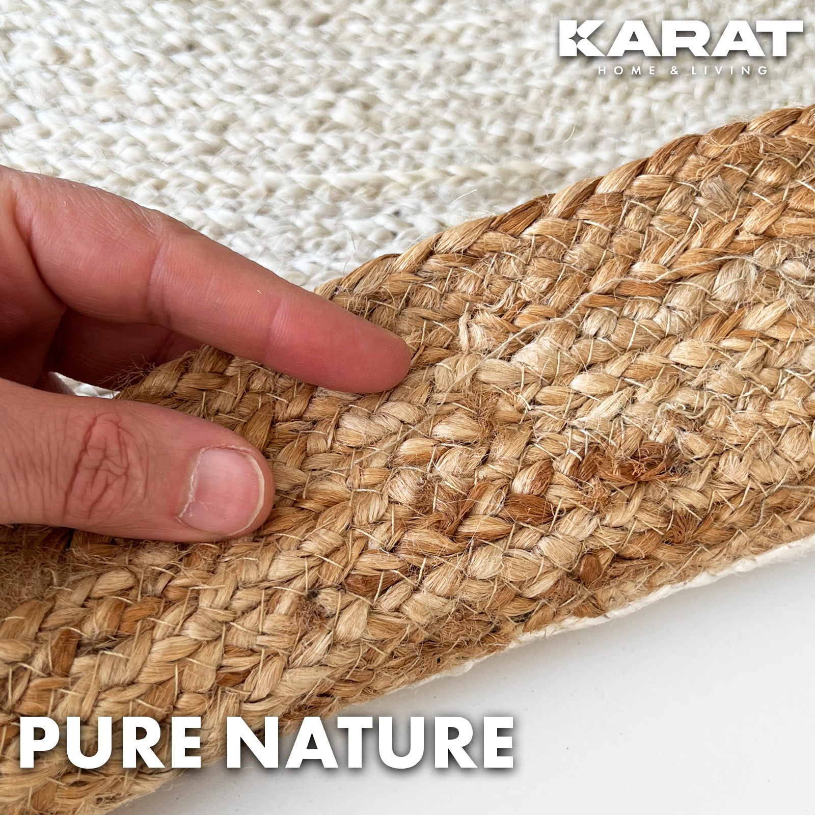 Tapis en jute Agra | Rond | Tissé à la main | En fibres naturelles | Différentes tailles