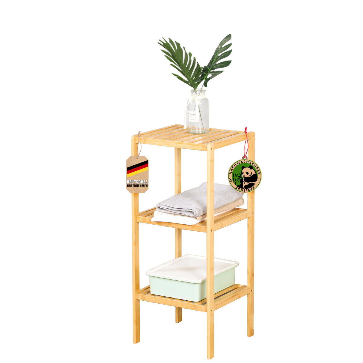 Étagère sur pied en bambou | Lowa | Idéale pour disposer vos accessoires de manière créative | Disponible en 3 tailles