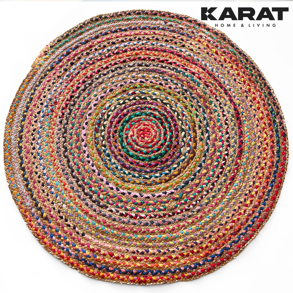 Tapis en jute Pune | Rond | Tissé à la main | En fibres naturelles | Différentes tailles