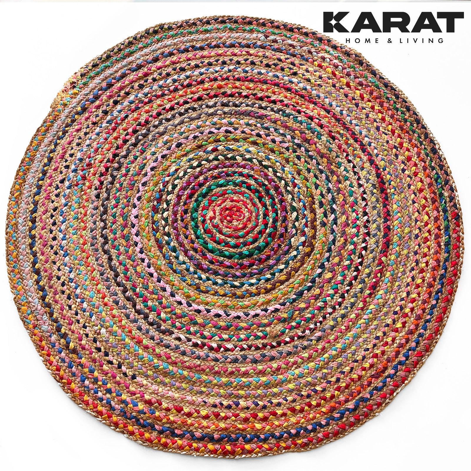 Tapis en jute Pune | Rond | Tissé à la main | En fibres naturelles | Différentes tailles