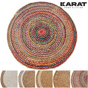 Tapis en jute Pune | Rond | Tissé à la main | En fibres naturelles | Différentes tailles