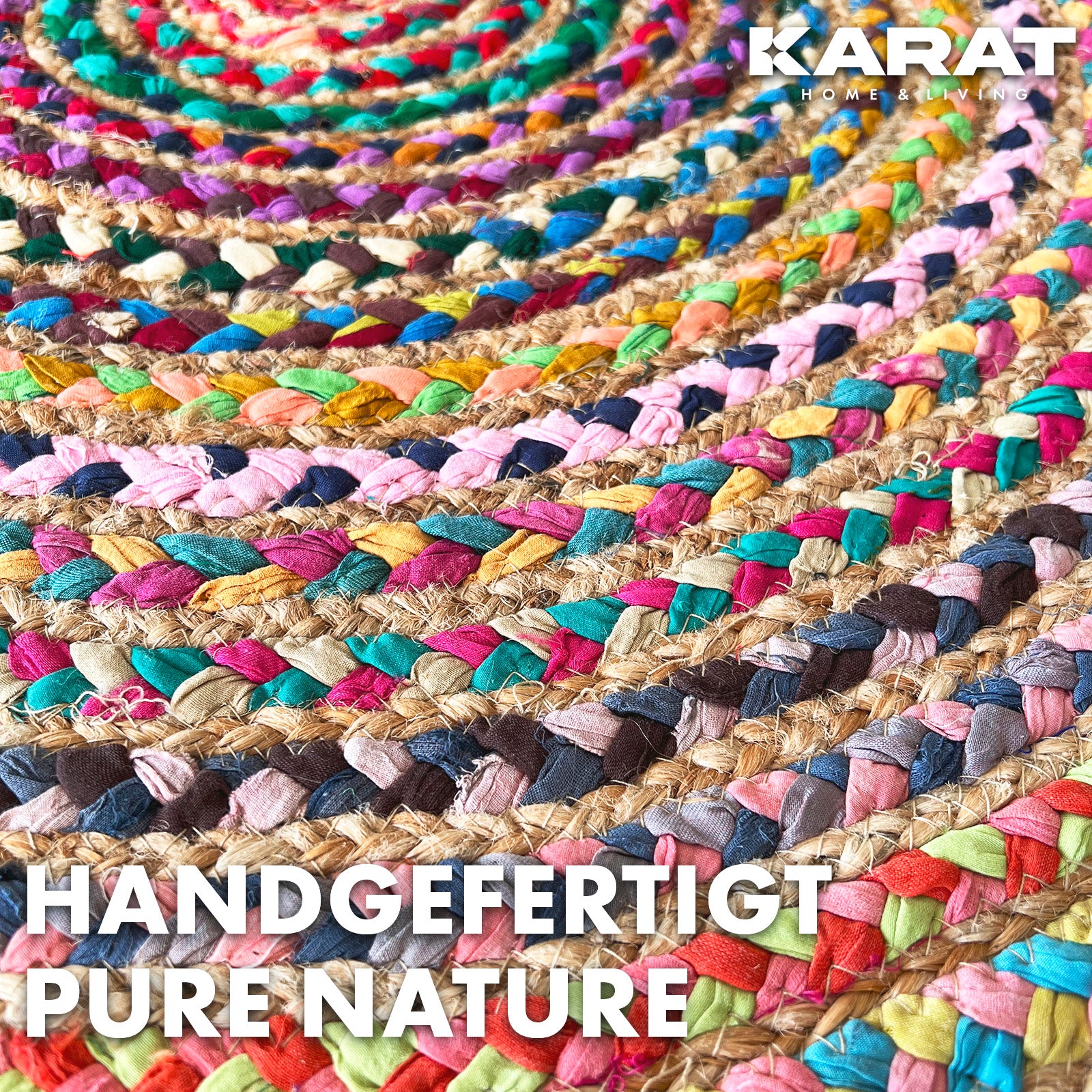 Tapis en jute Pune | Rond | Tissé à la main | En fibres naturelles | Différentes tailles