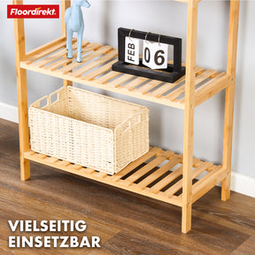 Étagère sur pied en bambou | Ohio | Étagère en bois peu encombrante à 5 niveaux | Idéale pour la salle de bain, la chambre à coucher et le salon