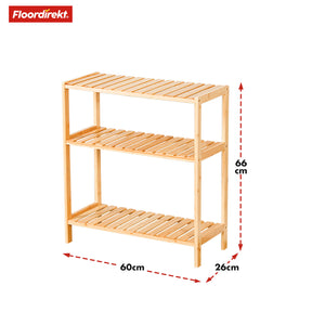 Étagère sur pied en bambou | Kansas | Étagère en bois élégante et peu encombrante avec 3 étages pour un rangement stylé