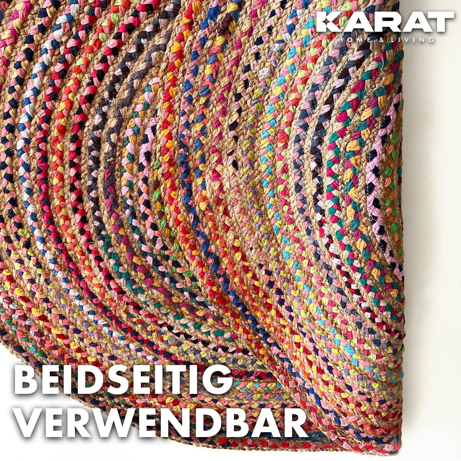 Tapis en jute Pune | Rond | Tissé à la main | En fibres naturelles | Différentes tailles