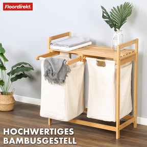 Panier à linge en bambou | Dakota | Trieur de linge élégant avec 2 sacs à linge