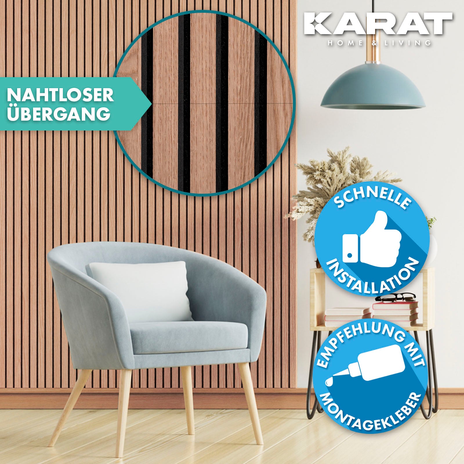 Panneaux acoustiques imitation bois | Design intemporel pour une acoustique agréable dans la pièce | Disponible en 3 designs et 2 tailles