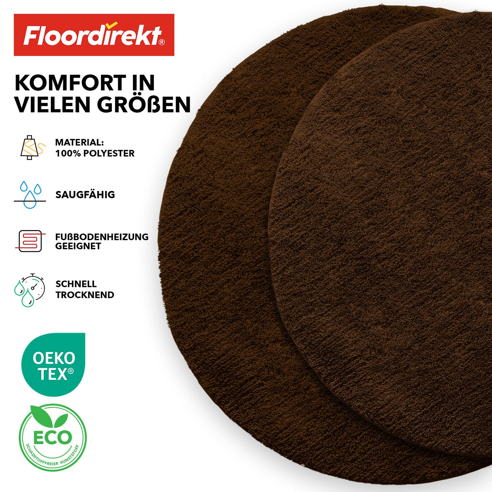 Tapis de bain | Sky | Tapis de bain rond | Confort dense et moelleux pour votre maison