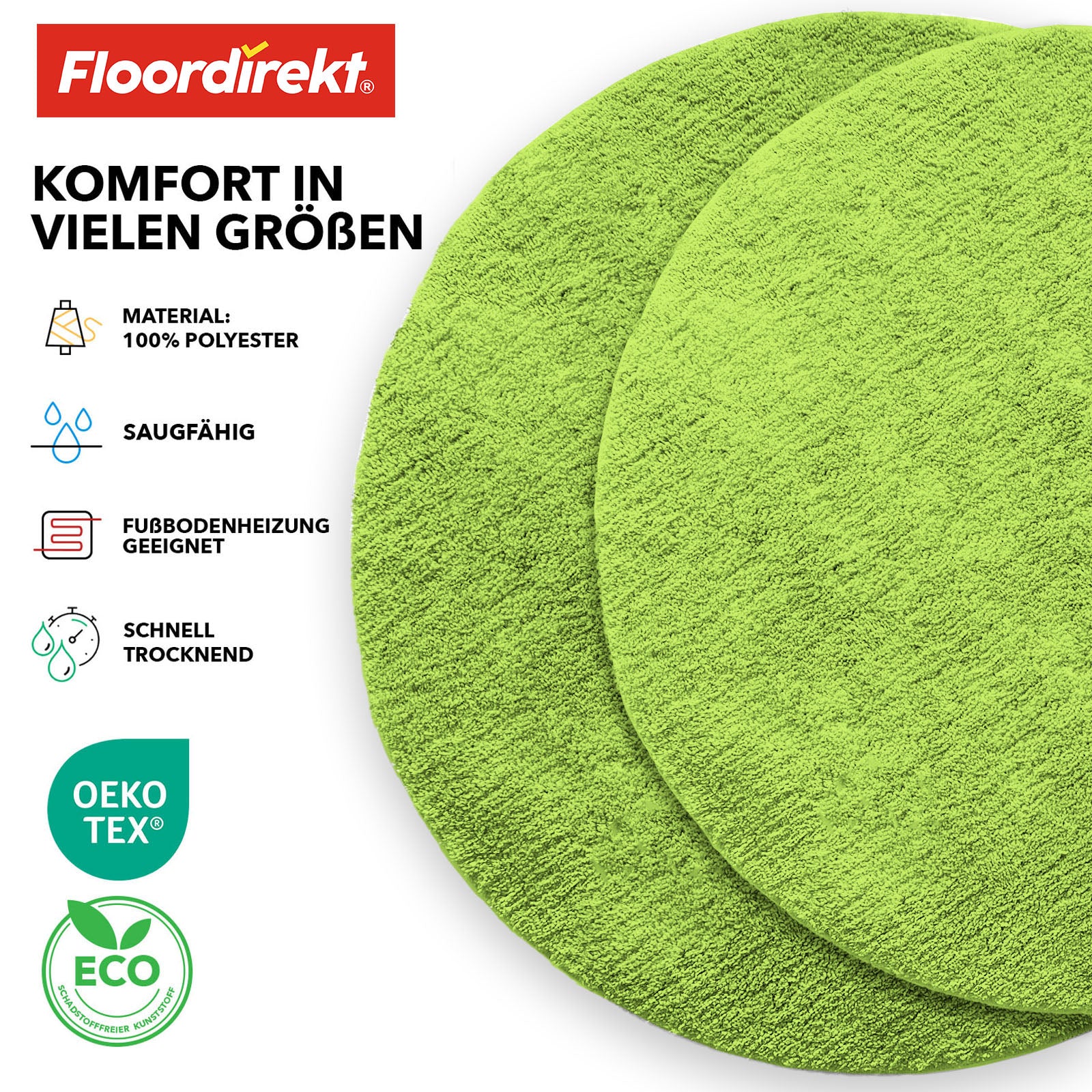 Tapis de bain | Sky | Tapis de bain rond | Confort dense et moelleux pour votre maison