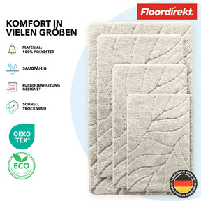 Tapis de bain | Maris | Tapis de bain moelleux avec structure en feuilles | Disponible en différentes couleurs et tailles