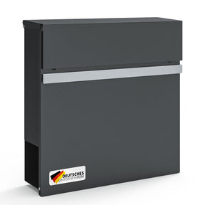 Boîte aux lettres | Gaston | Boîte aux lettres murale moderne avec compartiment pour les journaux & porte-nom en acier inoxydable, anthracite