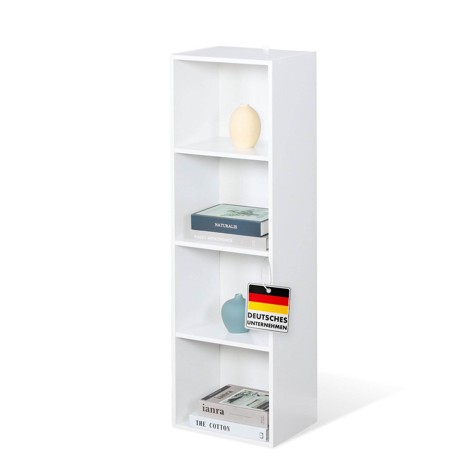 Bibliothèque | Alaska | Bibliothèque en MDF blanc à 4 ou 5 niveaux | mince, moderne & peu encombrante