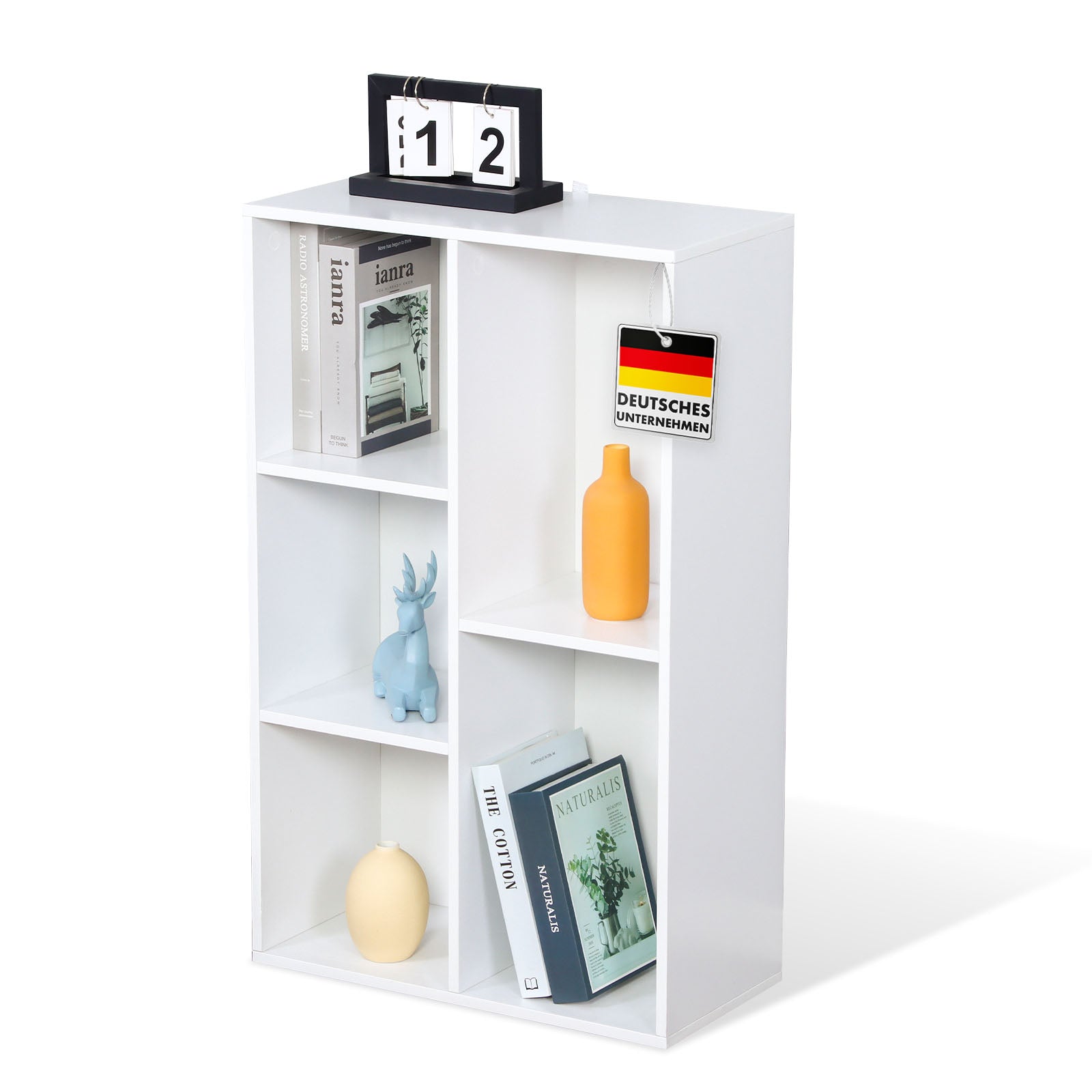 Bibliothèque | Arkansas | Étagère sur pied en MDF blanc avec 5-9 compartiments pour livres et accessoires de maison