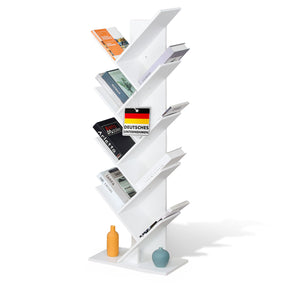 Bibliothèque | Louisiana | Étagère sur pied en forme d'arbre en blanc avec 5 ou 9 étages en bois