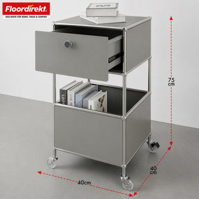 Étagère métallique | Concept Epure MK-145 | Caisson à roulettes à 3 niveaux avec tiroir et étagères | Disponible en plusieurs couleurs