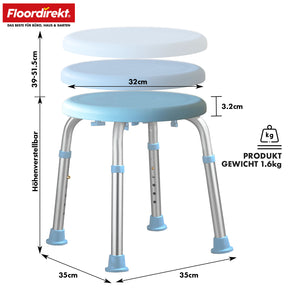 Tabouret de douche | Pedro | Tabouret pivotant réglable en hauteur 360° jusqu’à 150 kg