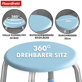 Tabouret de douche | Pedro | Tabouret pivotant réglable en hauteur 360° jusqu’à 150 kg