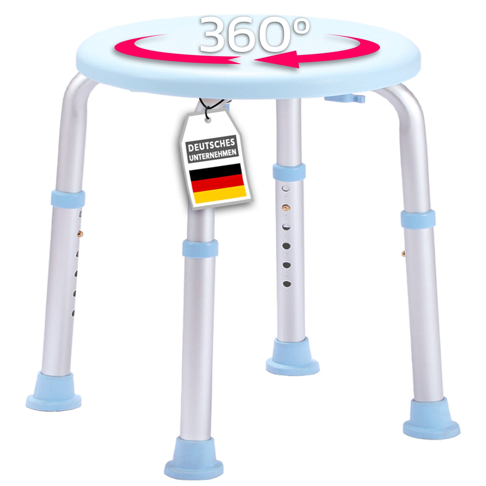 Tabouret de douche | Pedro | Tabouret pivotant réglable en hauteur 360° jusqu’à 150 kg