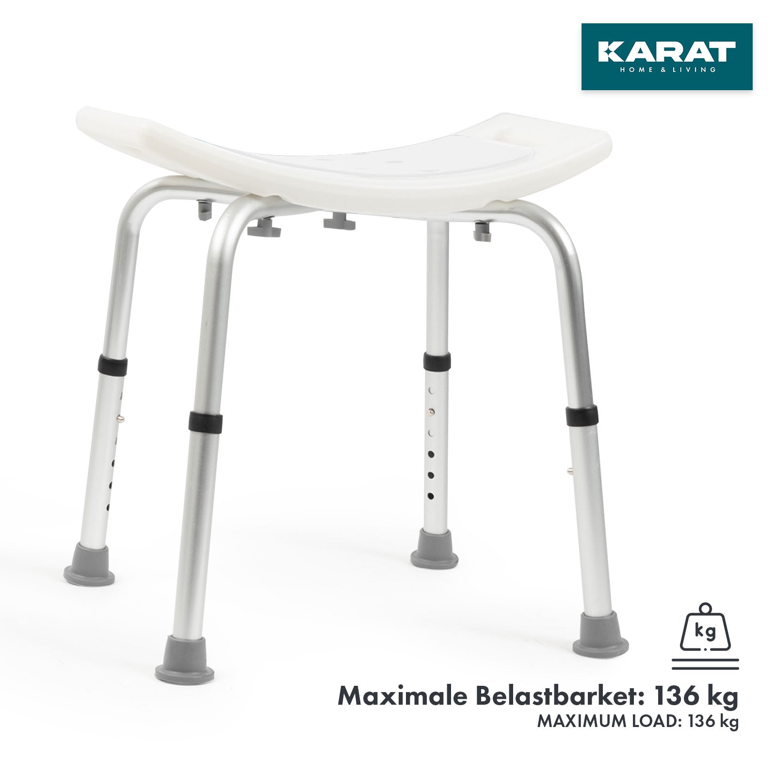 Tabouret de douche | Noah Plus | Tabouret de salle de bain confortable, réglable en hauteur