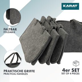 Sac en feutre Conny | Sac à bois de cheminée | Sac à provisions | Pliable | Set de 2 ou 4 pièces