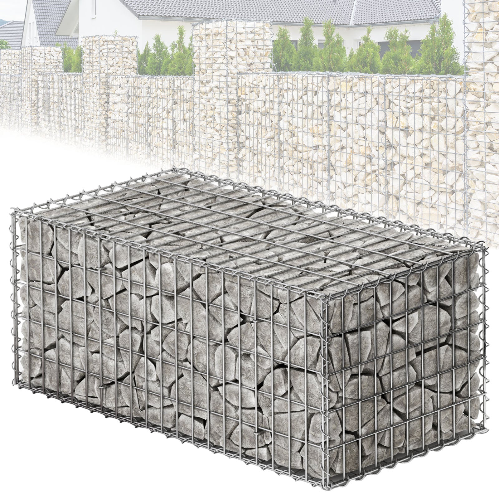 Panier de gabion | Lenox | Panier en acier galvanisé pour la protection visuelle décorative et les projets de jardinage