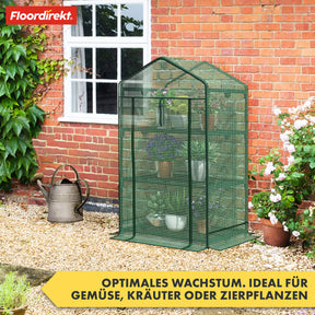 Serre | Bloom | Serre résistante aux intempéries avec cadre en acier robuste | Maison de plantes compacte avec 2, 3 ou 4 niveaux de rangement au choix
