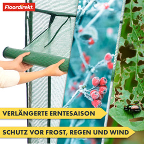 Serre | Harrest | Serre en film plastique durable et résistante aux UV avec cadre en acier robuste et grille de rangement en métal | Deux tailles au choix