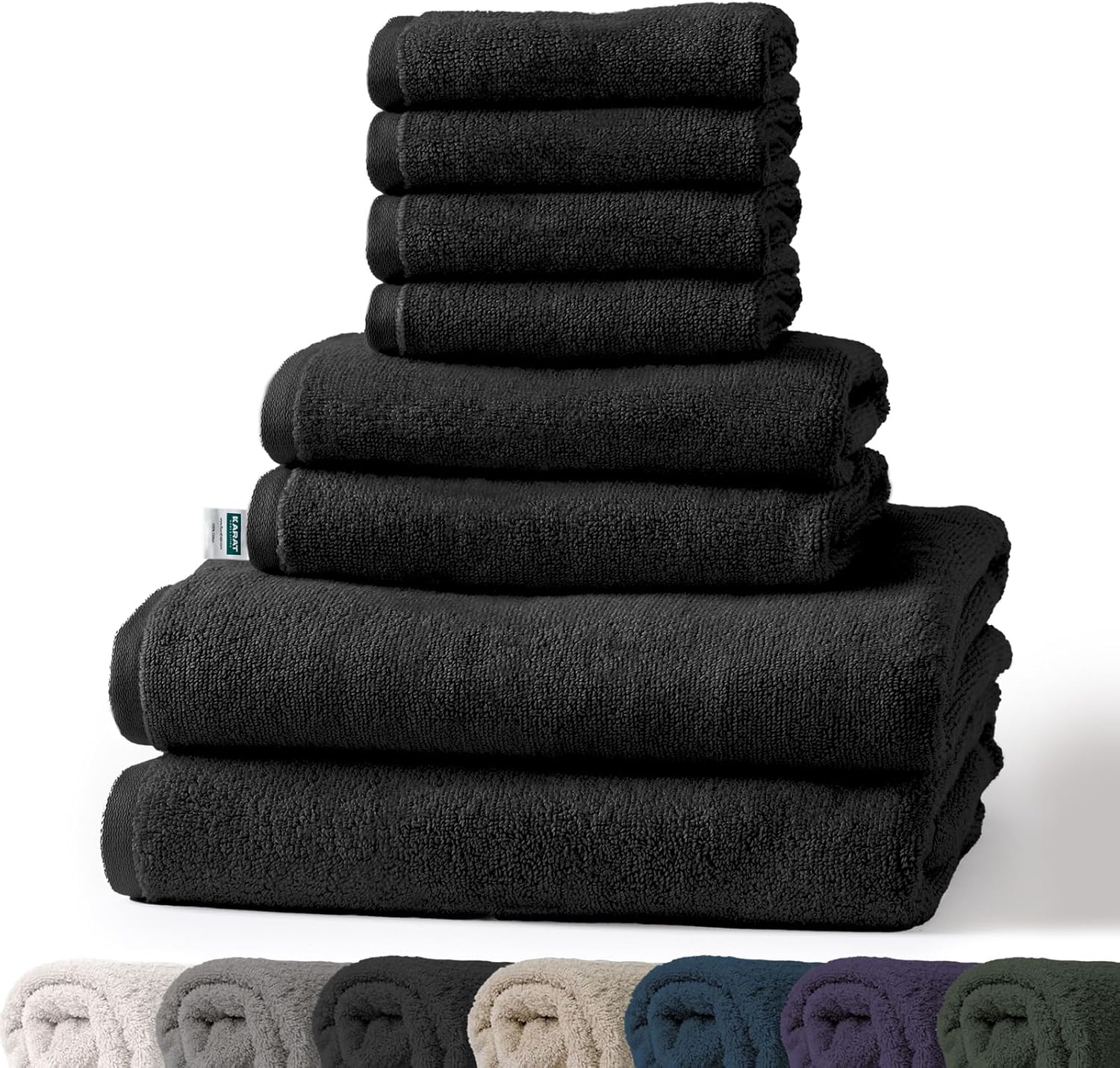 Set de serviettes Bay | Set de 8 serviettes 100% coton | 2 x serviette de bain, 2 x essuie-mains et 4 x savonnettes