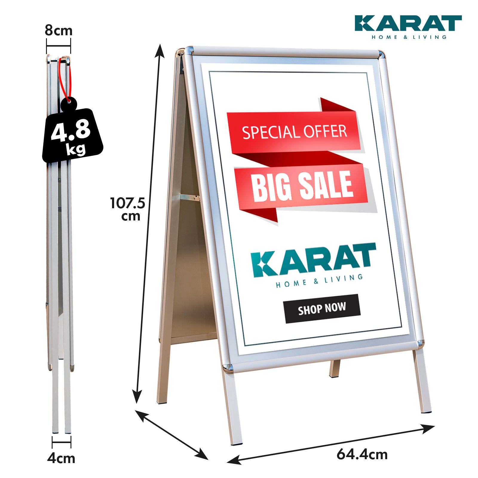 Panneau stop-trottoir | DIN A1 & A2 | Chevalet publicitaire double face en aluminium