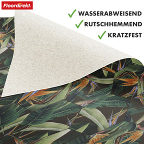 Revêtement de sol 3D CV | Strelitzia 536M | Revêtement de sol en vinyle au design tropical avec un aspect carrelage réaliste