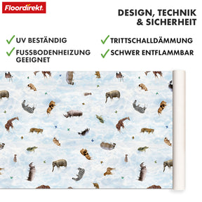 Revêtement de sol 3D CV | Clouds Safari | Revêtement de sol vinyle avec design réaliste d'animaux et de nuages