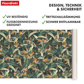 Revêtement de sol 3D CV | Strelitzia 536M | Revêtement de sol en vinyle au design tropical avec un aspect carrelage réaliste