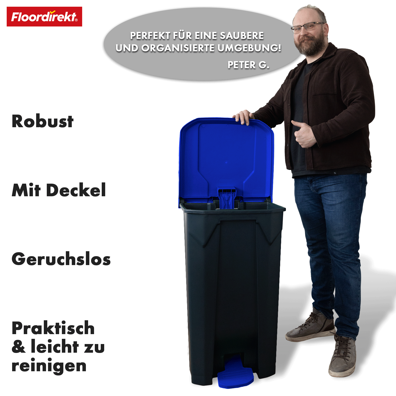 Poubelle | Olaf | Poubelle Step-On robuste | Pour la maison, le bureau & le commerce | Différentes couleurs & tailles