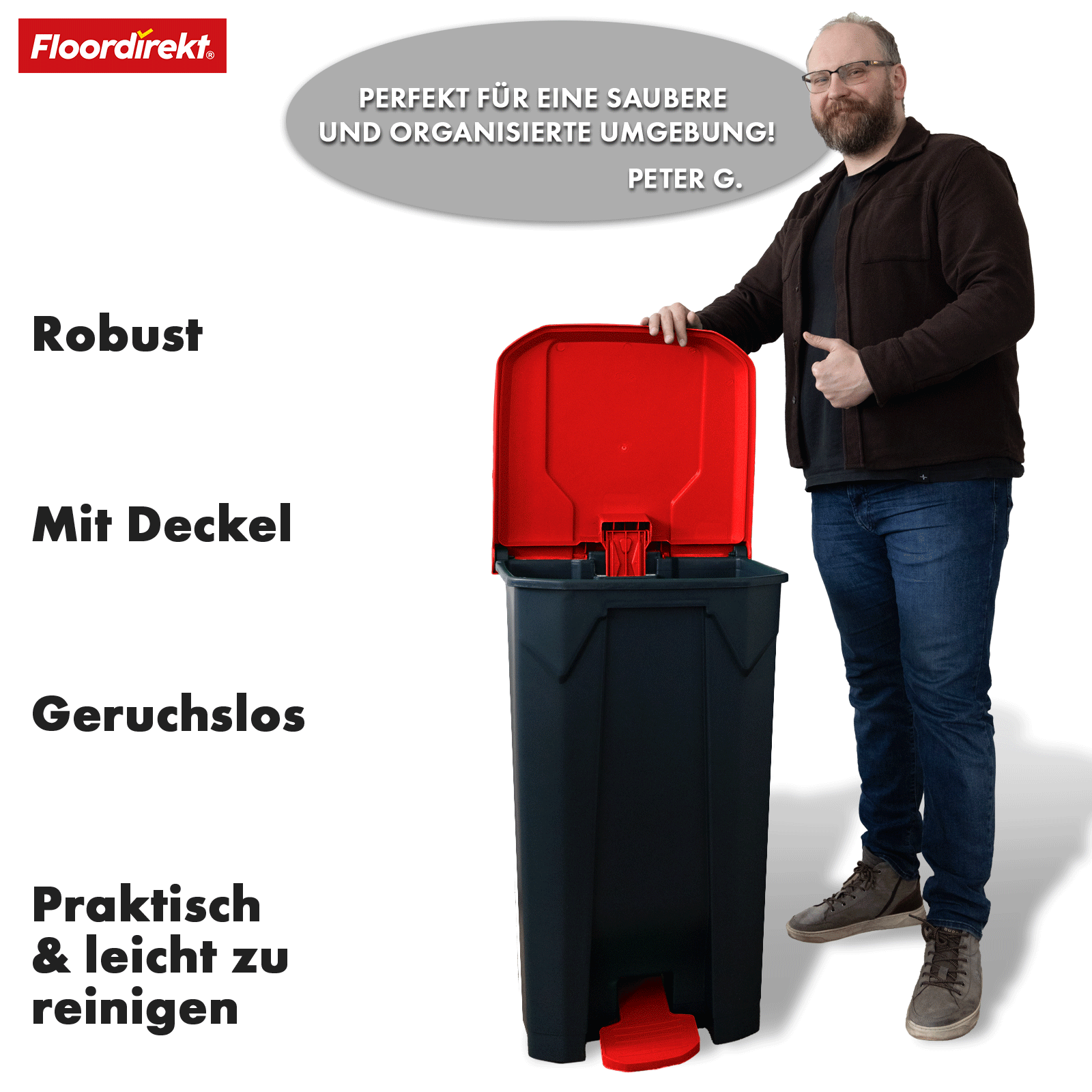 Poubelle | Olaf | Poubelle Step-On robuste | Pour la maison, le bureau & le commerce | Différentes couleurs & tailles