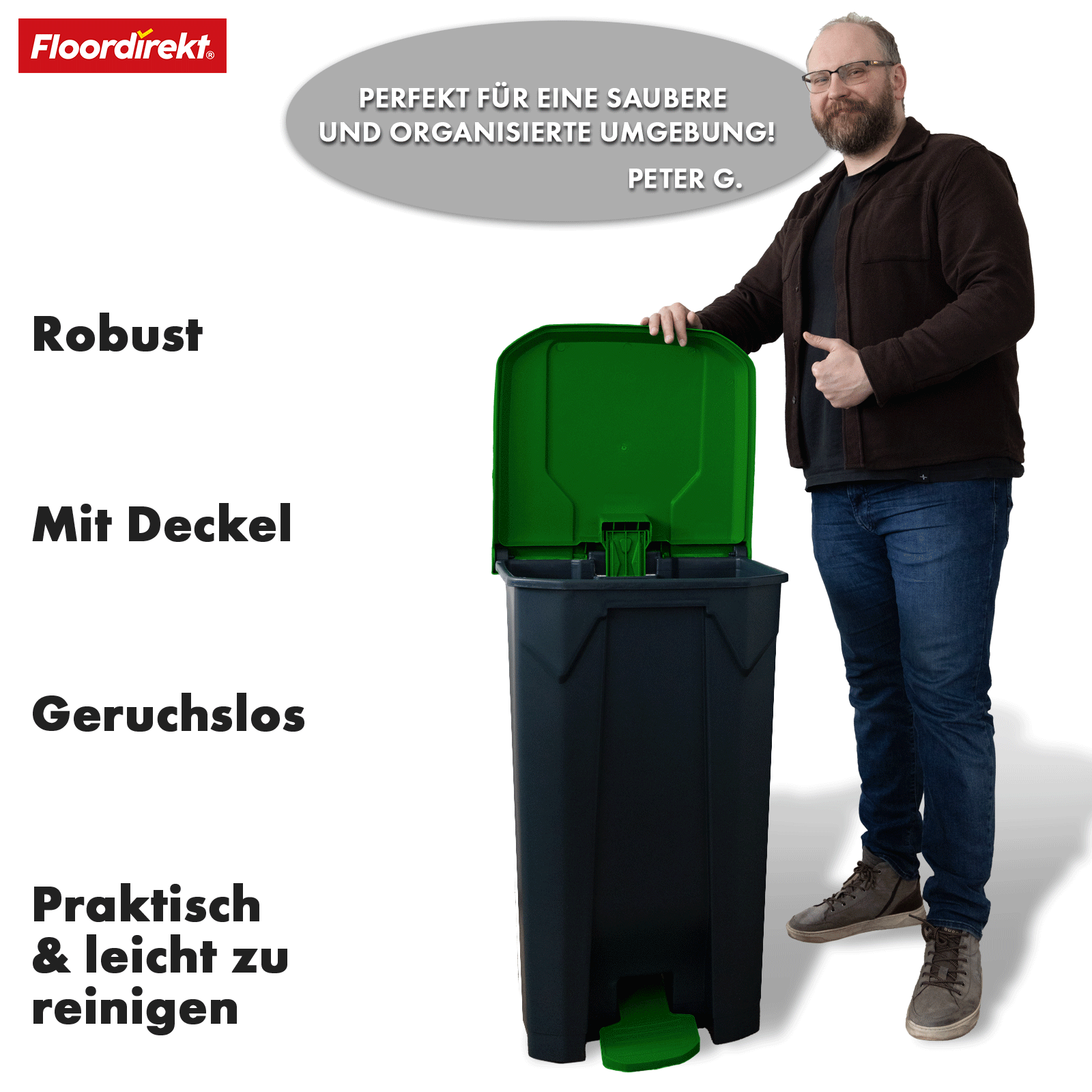 Poubelle | Olaf | Poubelle Step-On robuste | Pour la maison, le bureau & le commerce | Différentes couleurs & tailles