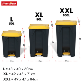 Poubelle | Olaf | Poubelle Step-On robuste | Pour la maison, le bureau & le commerce | Différentes couleurs & tailles