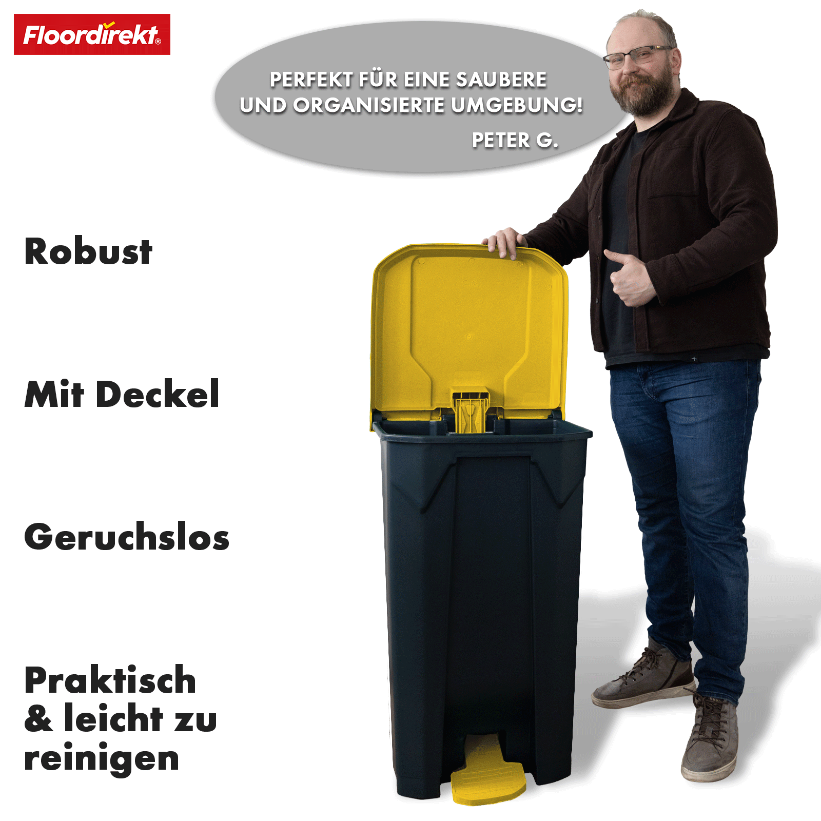 Poubelle | Olaf | Poubelle Step-On robuste | Pour la maison, le bureau & le commerce | Différentes couleurs & tailles