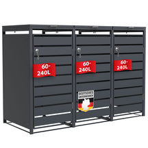 Abri pour poubelles | Magnus | Habillage de poubelle anthracite résistant aux intempéries avec cadre en acier inoxydable | 1-3 portes | Convient pour les poubelles de 60-240 L
