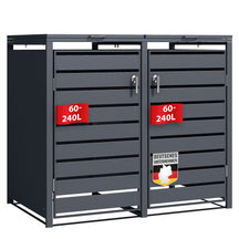 Abri pour poubelles | Magnus | Habillage de poubelle anthracite résistant aux intempéries avec cadre en acier inoxydable | 1-3 portes | Convient pour les poubelles de 60-240 L